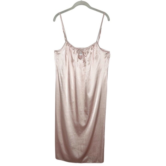 Dessy Collection Vivian Diamond Light Pink Satin Slip MIDI Dress Sz 16 New - Picture 1 of 8
